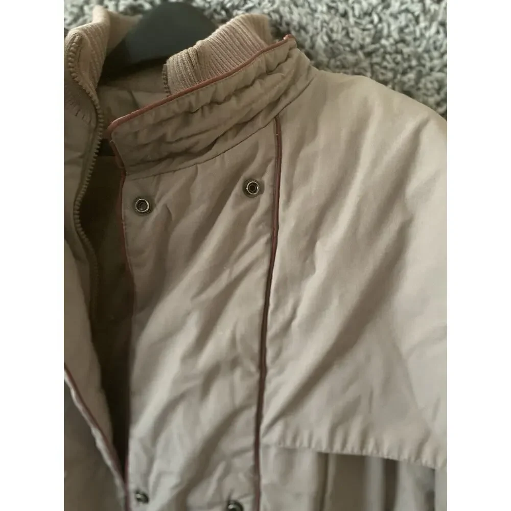 Vtg Mulberry Street Puffer Coat Gray Snap Hood 80s Joyce Stranger Things Size L